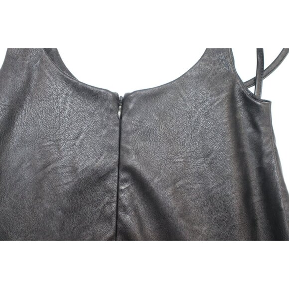 Y2K Tiger Mist XS Black Faux Leather Top Back Zipper Whimsygoth Grunge - Picture 3 of 8